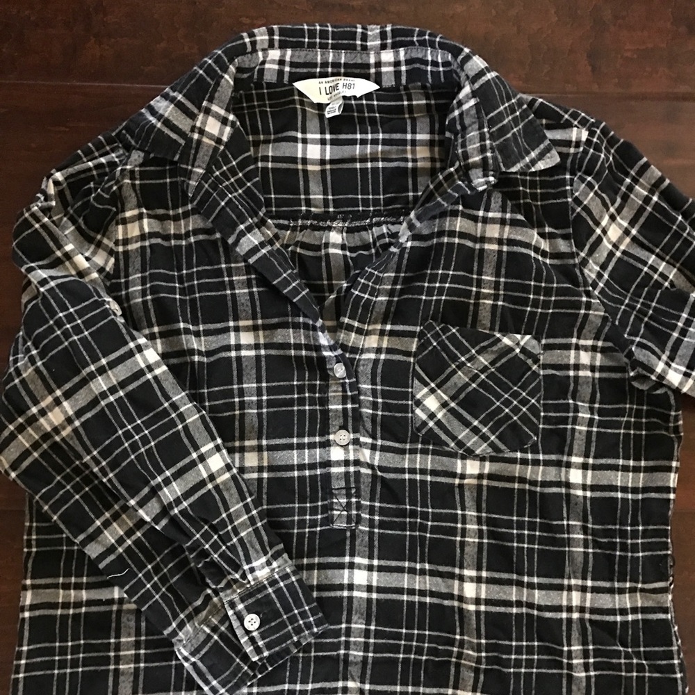 Black cozy flannel tunic